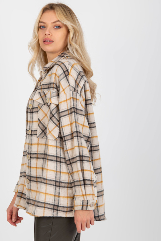 Bēšs sieviešu silts rūtains krekls ar...