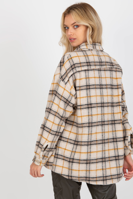 Bēšs sieviešu silts rūtains krekls ar...