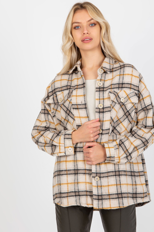 Bēšs sieviešu silts rūtains krekls ar...