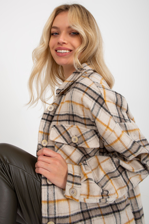 Bēšs sieviešu silts rūtains krekls ar...