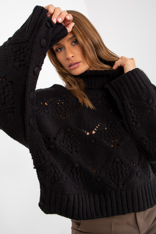 Schwarzer Durchbrochener pulovers ar...