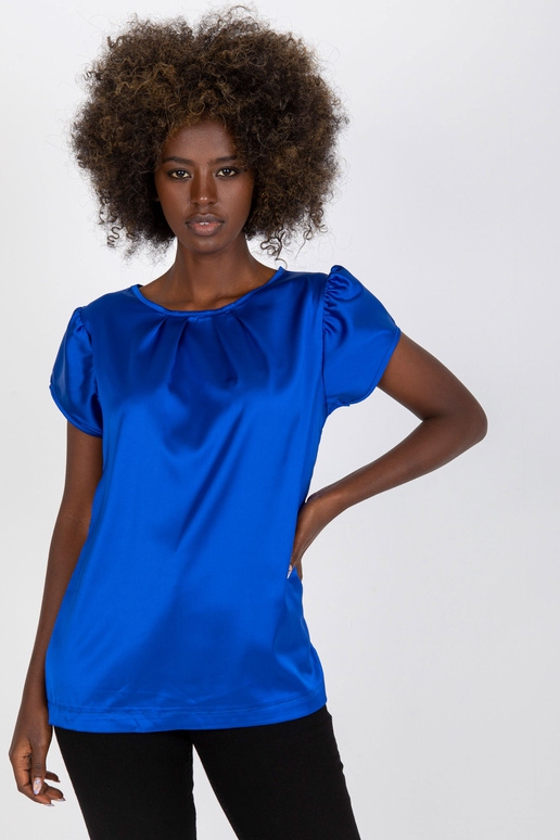 Tumši zila gluda blūze ar apaļu kakla... Tumši zila gluda blūze ar apaļu kakla...