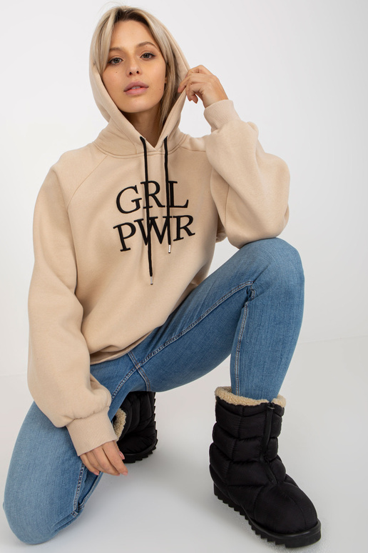 Bēšs polsterēts džemperis ar kapuci...