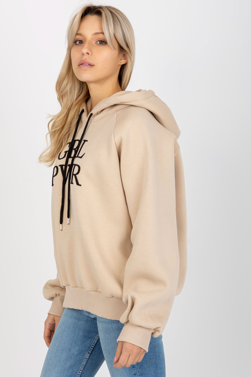 Bēšs polsterēts džemperis ar kapuci...