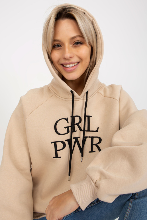 Bēšs polsterēts džemperis ar kapuci...