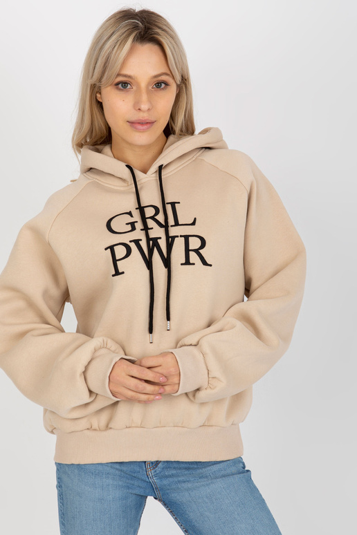 Bēšs polsterēts džemperis ar kapuci...