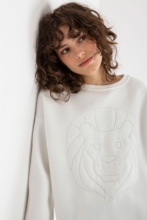 Ecru sporta krekls bez oversize kapuces