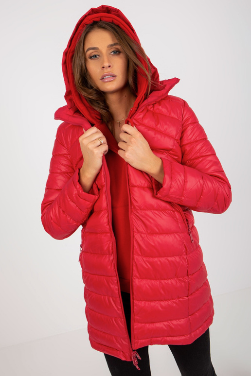 Rote doppelseitige übergangsjacke mit... Rote doppelseitige übergangsjacke mit...