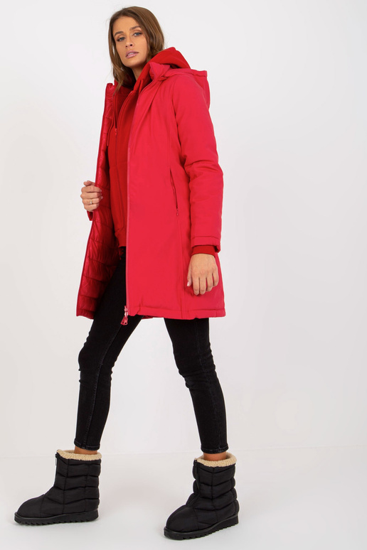 Rote doppelseitige übergangsjacke mit... Rote doppelseitige übergangsjacke mit...