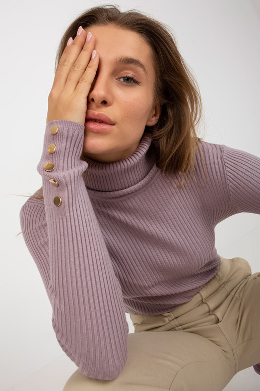 Gaiši violets rievotu džemperis ar...