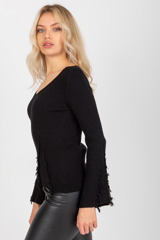 Klasisks melns rievotu džemperis ar...