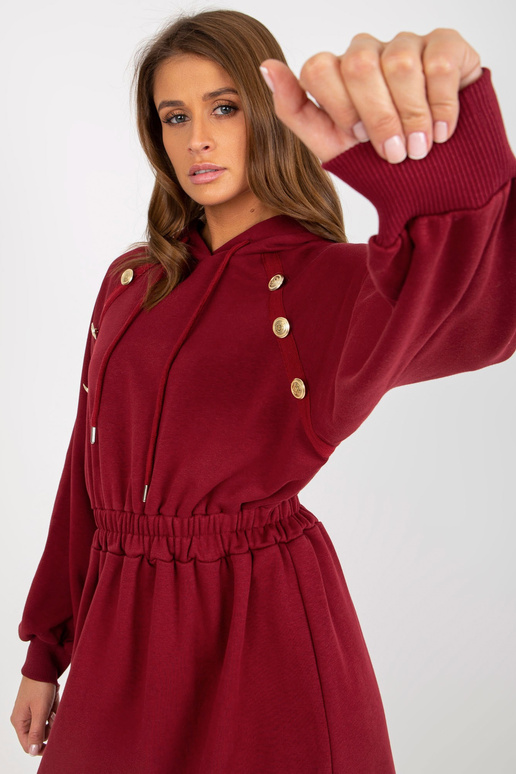 Burgunderfarbenes Sweatshirtkleid ar...