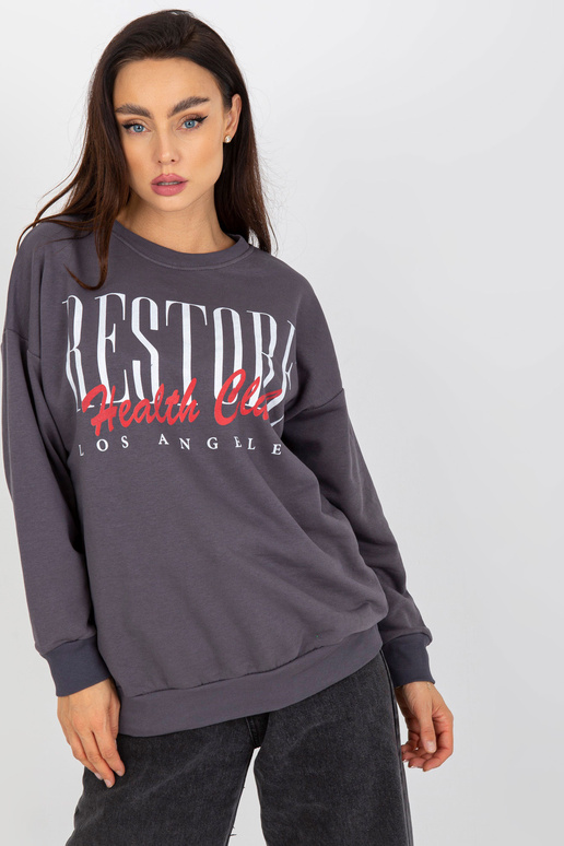 Tumši pelēks sieviešu džemperis ar... Tumši pelēks sieviešu džemperis ar...