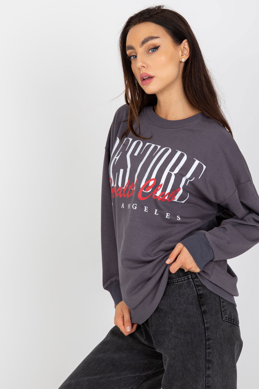 Tumši pelēks sieviešu džemperis ar... Tumši pelēks sieviešu džemperis ar...