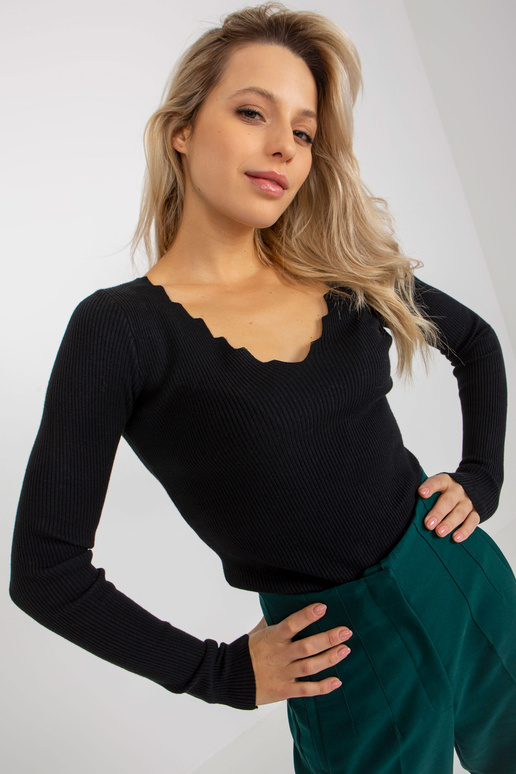 Black Plain Stripe klasisks džemperis