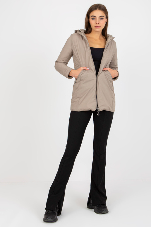 Tumši bēša divpusēja pārejas jaka ar...