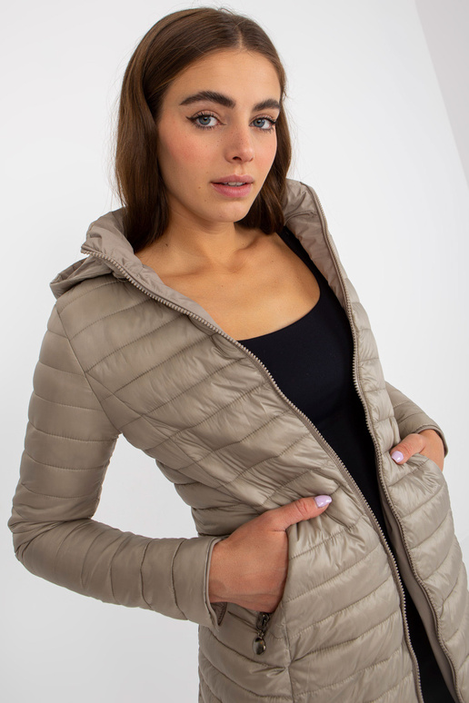 Tumši bēša divpusēja pārejas jaka ar...