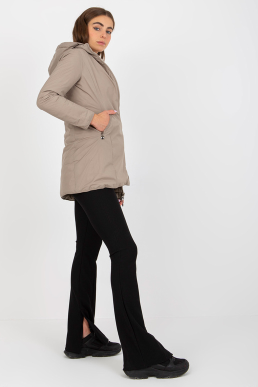 Tumši bēša divpusēja pārejas jaka ar...