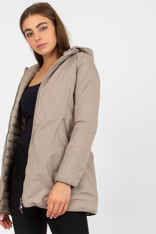 Tumši bēša divpusēja pārejas jaka ar...