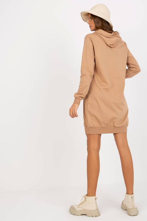 Pamata Camel-Sweatshirtkleid ar Taschen