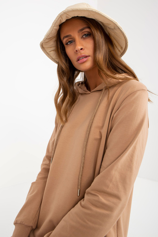 Pamata Camel-Sweatshirtkleid ar Taschen
