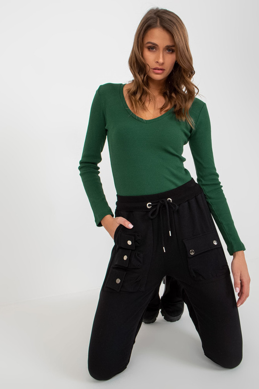 Melnas sieviešu sporta bikses ar...