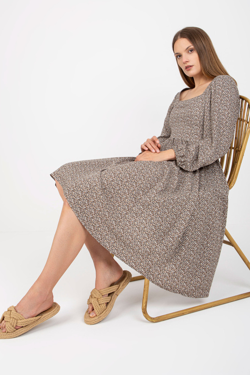 Bēša midi kleita ar viskozes apdruku...