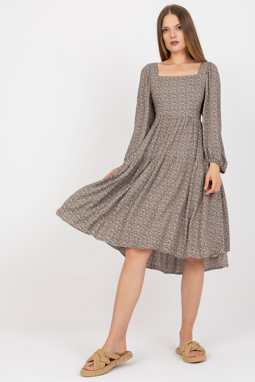 Bēša midi kleita ar viskozes apdruku...