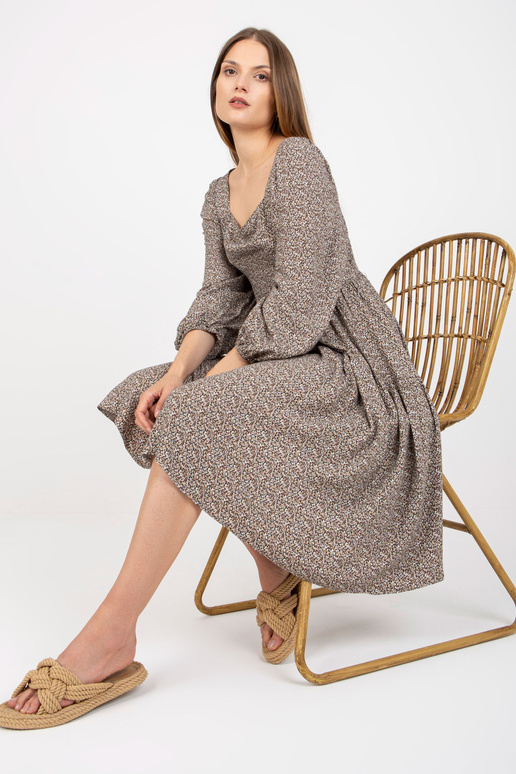 Bēša midi kleita ar viskozes apdruku...