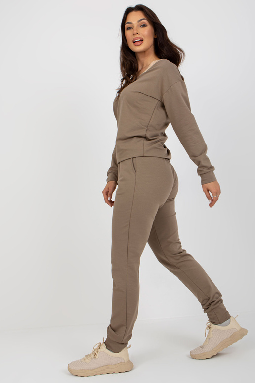 Dunkelbeiges Damen Freizitset mit Hose