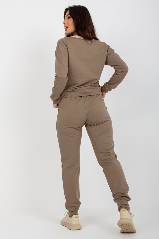 Dunkelbeiges Damen Freizitset mit Hose