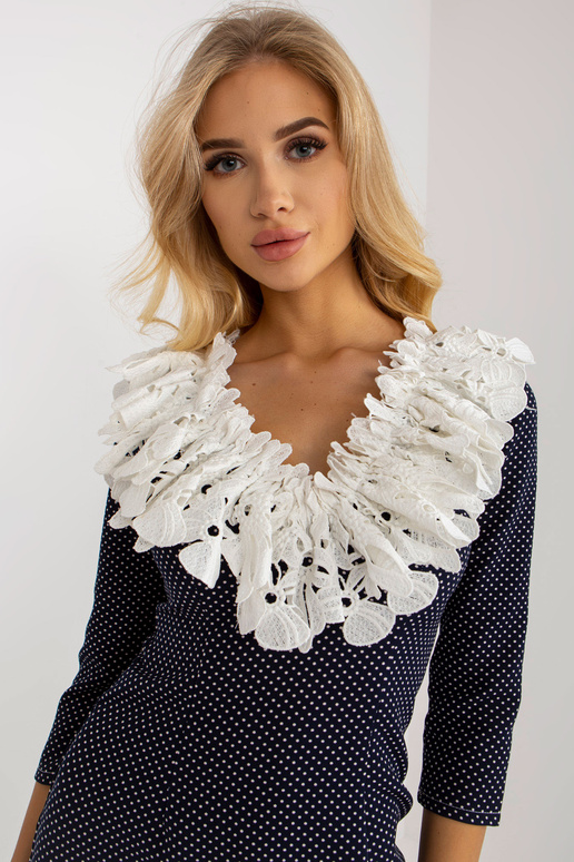 Tumši zila un balta kokteiļkleita ar...