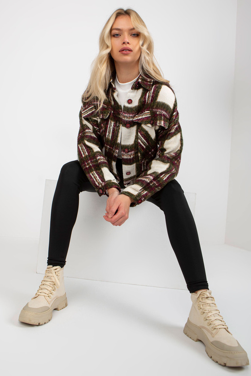 Bordo un haki silts rūtains krekls ar...