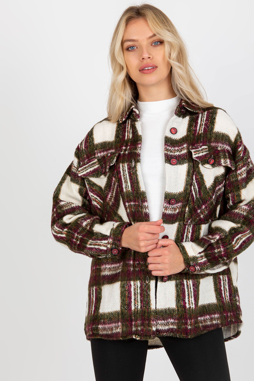 Bordo un haki silts rūtains krekls ar...