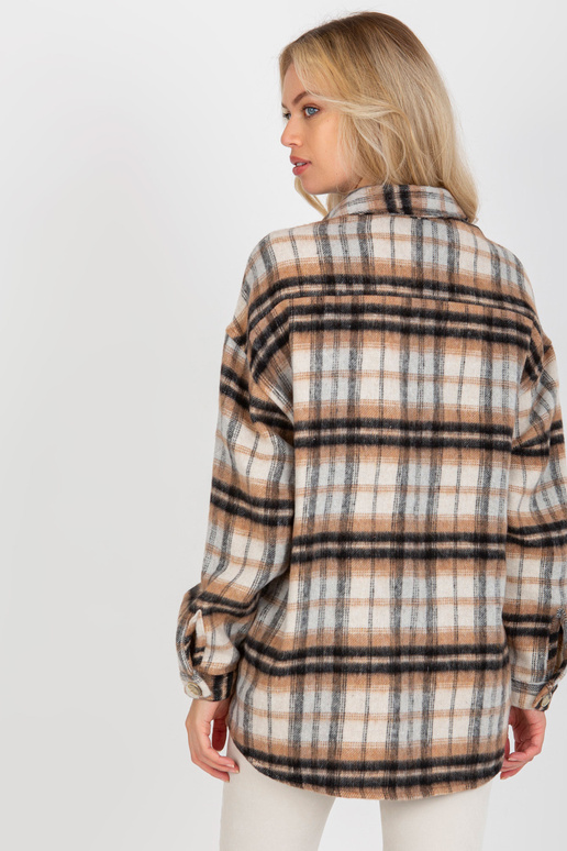 Bēšs silts rūtains krekls ar kabatām