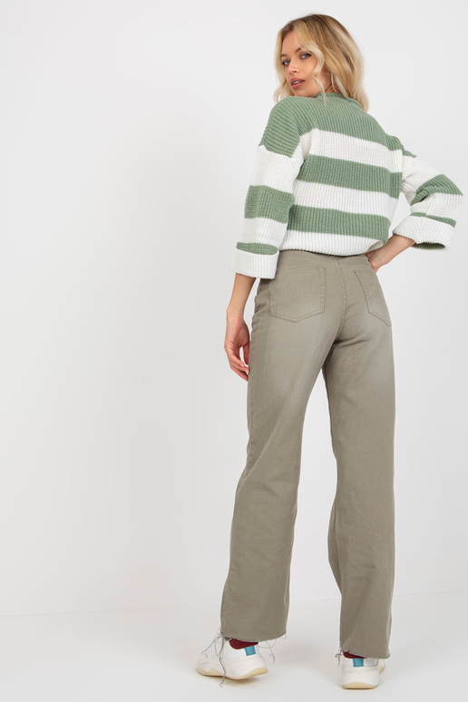 Khaki damskie spodnie jeansowe z... Khaki damskie spodnie jeansowe z...