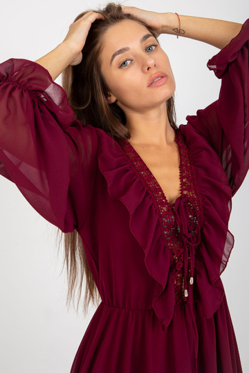 Bordo boho kleita ar...