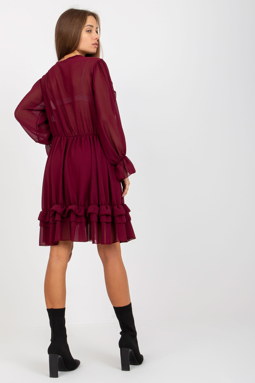 Bordo boho kleita ar volāniem un...