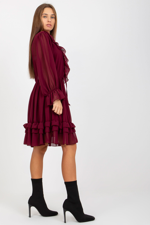 Bordo boho kleita ar volāniem un...