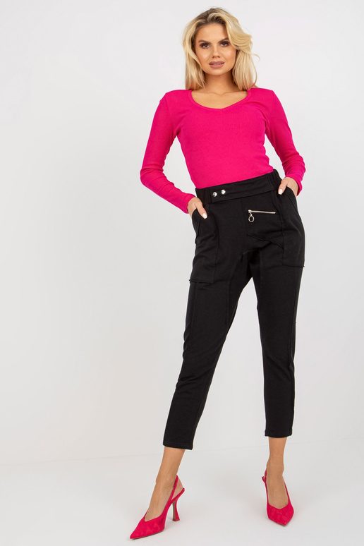 Melnas sieviešu sporta bikses ar kabatām