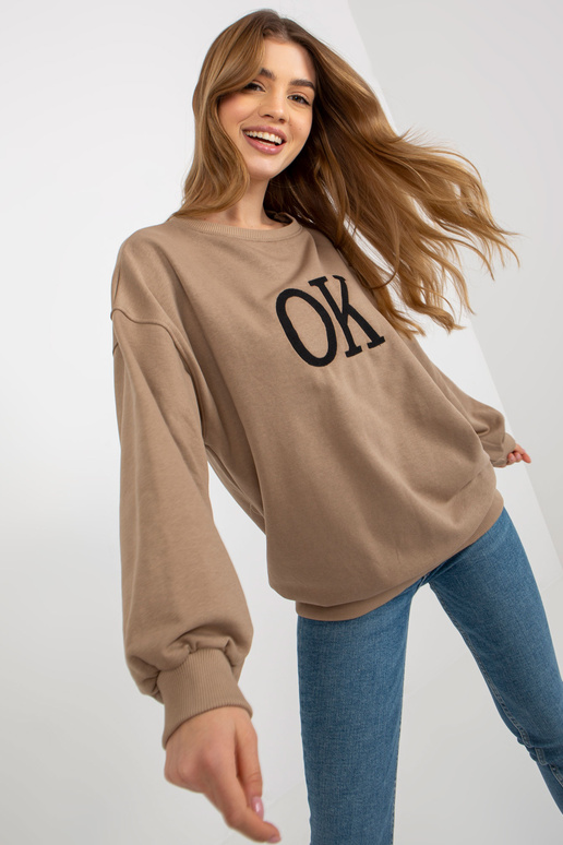 Tumši bēšs brīvs džemperis bez...