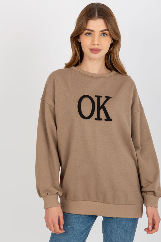 Tumši bēšs brīvs džemperis bez...