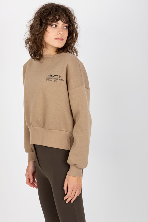 Tumši bēšs īss džemperis bez kapuces...