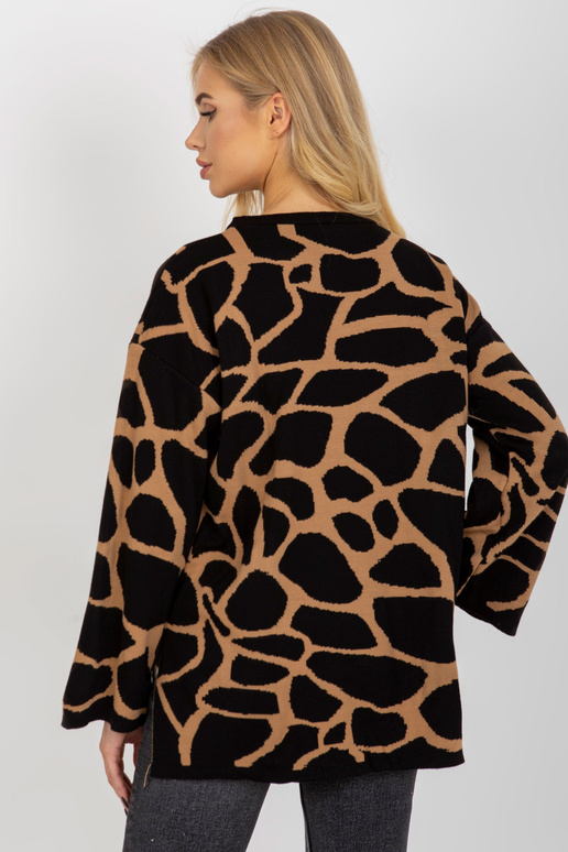 Kamieļa melns rakstains džemperis ar...