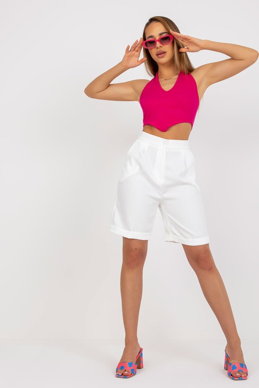 Balti sieviešu šorti eleganti ar kabatām Balti sieviešu šorti eleganti ar kabatām