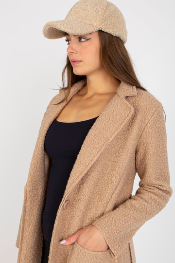 Bēšs plīša maxi mētelis ar...