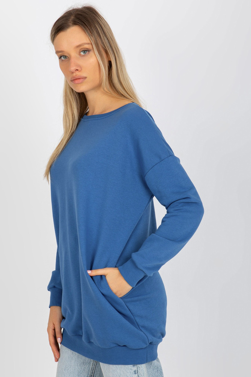 Tumši zils garš džemperis ar kabatām