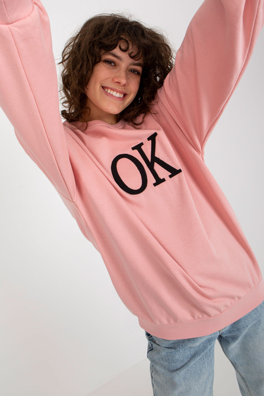 Gaiši rozā brīvs sporta krekls bez...