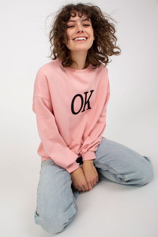 Gaiši rozā brīvs sporta krekls bez...