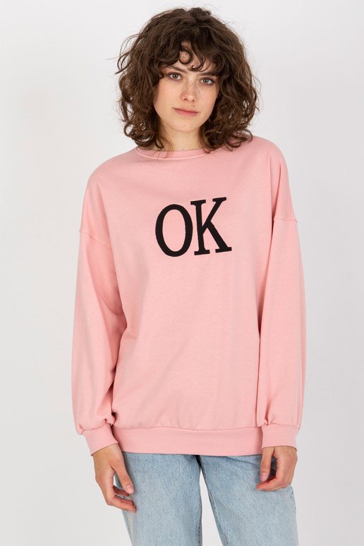 Gaiši rozā brīvs sporta krekls bez...